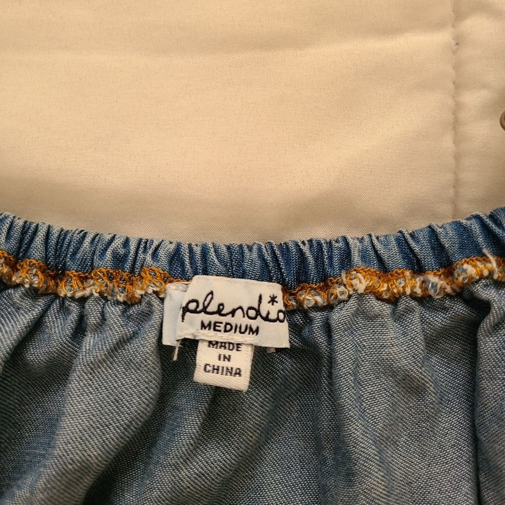 SPLENDID INDIGO WASH RUFFLE ONE SHOULDER DRESS - Picture 6 of 8